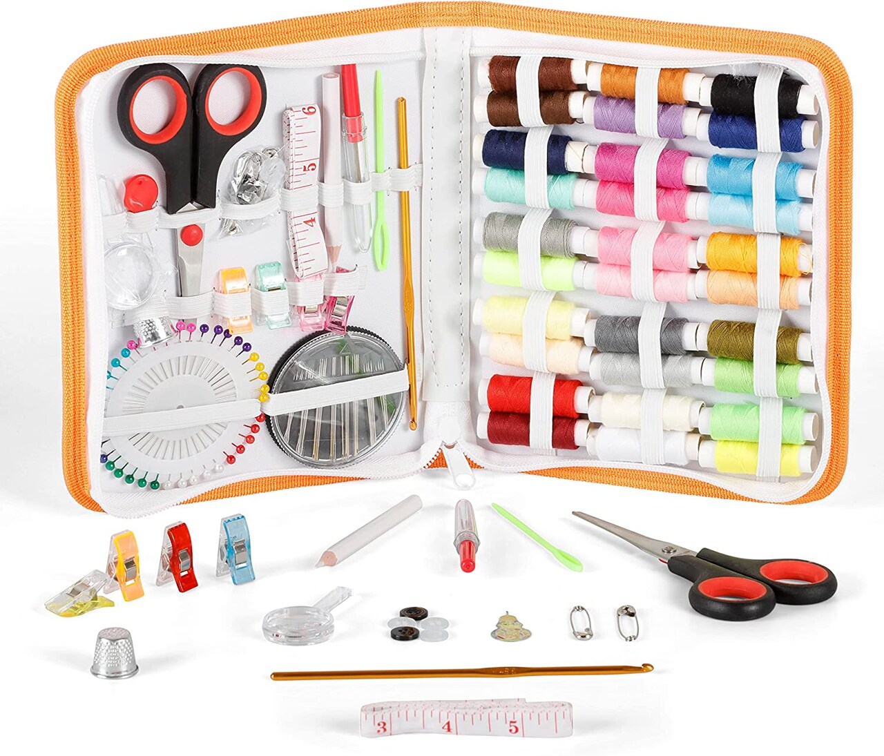 Incraftables Sewing Kit with 30pcs Multicolor Thread & Needles. Best Emergency Travel Hand Repair Set w/ Scissors, Tape Measure, Thimble, Wonder clips, Buttons, Seam ripper, Pencil, Safety Pins & More